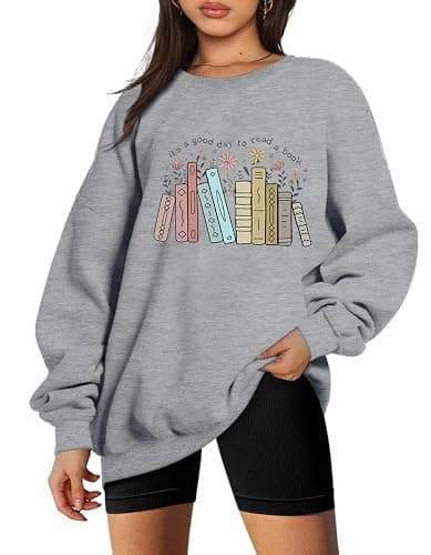 It's a Good Day to Read a Book Sweatshirt for Women Wildflower Book Lovers Graphic Pullover Reading Teacher Long Sleeve Top - Image 1