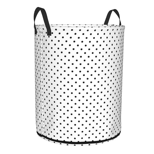 Large Laundry Basket, Modern Black and White Polka Dot Laundry Hamper Bag 19.6" Collapsible Washing Bin With Handles for College Dorm, Family Essentials Storage thumbnail 4