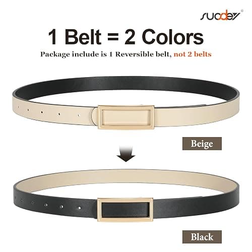 SUOSDEY Women Reversible Leather Belt thumbnail 3