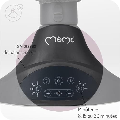MoMi KENANI Transat balancelle jusqu’à 9 kg, pliable, télécommande et Bluetooth pour smartphone, alimentation piles et secteur, harnais de sécurité 5 points, pare-soleil, moustiquaire thumbnail 4