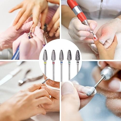 Alicer Bits für Elektrische Nagelfräser, 5 Stück Wolframcarbid Nagelfeile Bits, Professionelle Nagelfräser Aufsätze für Nagel Gel, Acryl Nagel, Maniküre Pediküre thumbnail 7
