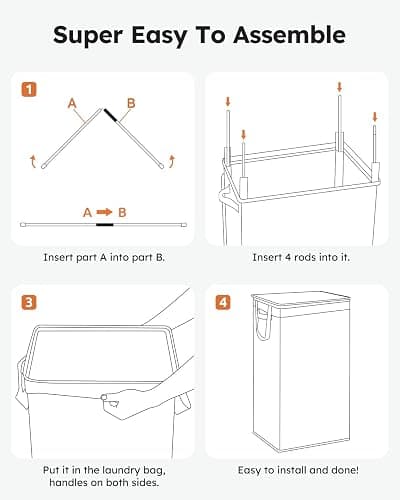 SOLEDI Laundry Hamper with Lid 100L Large & Tall Collapsible Laundry Basket, Clothes Hamper with Bag Removable Easy to Carry, Dirty Hampers for Bedroom, Bathroom, Dorm, College, Off-White thumbnail 8
