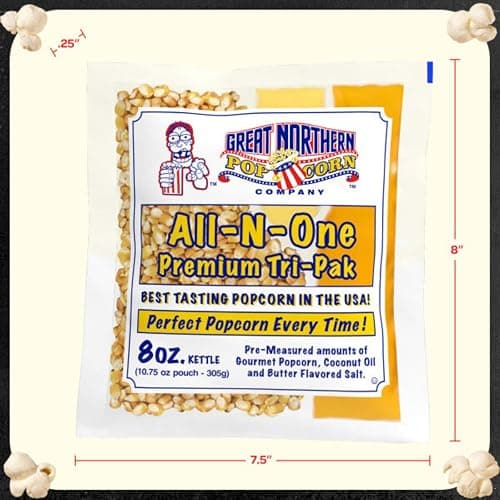 8oz Popcorn Machine Popcorn Packets - All-in-One Movie Theater Style Popcorn Kernels, Salt, and Oil Packs by Great Northern Popcorn (24 Case) thumbnail 7