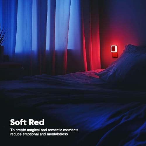 Sujeet Red Night Light, Night Lights Plug into Wall 4-Pack, Nightlight Plug in Night Light, Dusk to Dawn Night Lamp Led Night Lights for Adults Bedroom, Bathroom, Hallway thumbnail 6