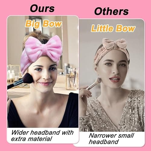Shintop Women Fashion Lovely Soft Carol Fleece Bowknot Bow Makeup Cosmetic Shower Elastic Hair Band Hairlace Headband (Pink Polka dots) thumbnail 5