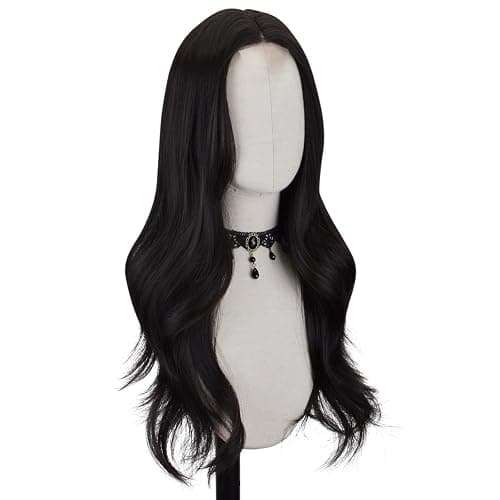 FREE BEAUTY Long Black Wavy Wig for Women 26 Inch Middle Part Curly Wavy Wig Natural Looking Synthetic Heat Resistant Fiber Wig for Daily Party Use thumbnail 2