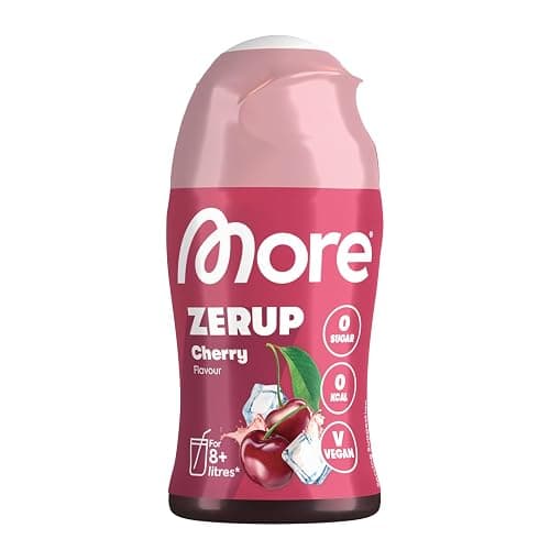 MORE Zerup, Cherry, 65 ml, für bis zu 8 l Fertiggetränk, zuckerfreier Sirup mit echten Fruchtextrakten, vegan, zero Kalorien - made in Germany - Image 1