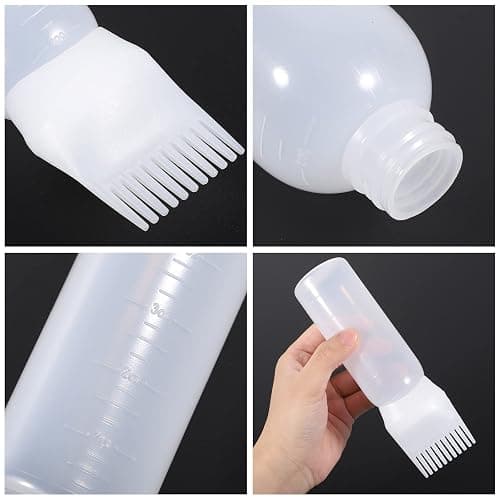 Pimoys Root Comb Applicator Bottle 6 Ounce, 2 Pack Hair Oil Applicator, Applicator Bottle for Hair Dye Applicator Bottle with Graduated Scale, White thumbnail 5