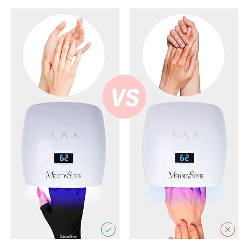 MelodySusie UV Gloves for Gel Nail Lamp, Professional UPF50+ UV Protection Gloves for Manicures, Art Skin Care Fingerless Glove for Women Men Protect Hands from Sun and Nail Dryer Harm (Black) thumbnail 2