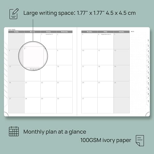 POPRUN Planner 2025-2026, (Large 8.5'' x 10.5'' Hard Cover) Academic Calendar (July 25-June 26) Daily Weekly and Monthly Appointment Book with Hourly Time Slots, Monthly Tabs, 100 GSM - Light Pink thumbnail 3