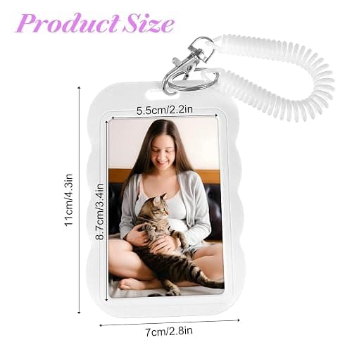 TIESOME 4 Stück Popularität Photocard Holder mit Schlüsselanhänger, ID Ausweishalter Weiß Ausweiskartenhalter Ausweishülle Kartenhülle Fotokartenhalter für Idol Album Karten Bank Studentenbus thumbnail 3
