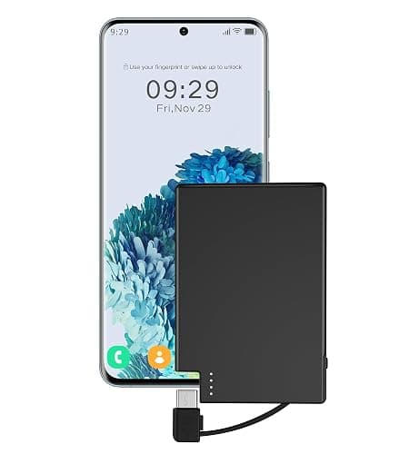 TNTOR Thin USB-C Portable Charger with Built in Cable, Slim Power Bank Credit Card Size Battery Pack Charger Portable for Wallet Compatible with iPhone 15 16 17 Series, Samsung and Android Phones thumbnail 6