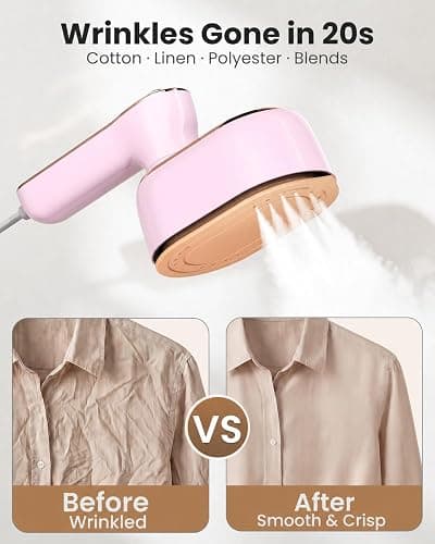 Steamer for Clothes, Handheld Portable Iron Steamer, 2-in-1 Dry & Steam, 180° Rotatable Handle, 20s Fast Heat-Up, 970W Travel Steamer for Home & Travel, 120V Only thumbnail 8