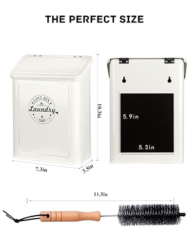 SACREDAY Magnetic Lint Bin for Laundry Room Organization and Storage with Brush, Wall-Mounted Dryer Lint Bin for Room Decor, Space-Saving Trash Can (Cream) thumbnail 5
