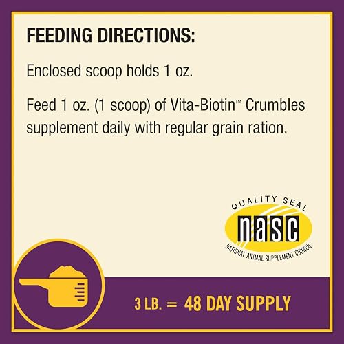 Horse Health Vita Biotin Crumbles horse hoof Supplement, Helps maintain healthy, sound hooves and strong hoof walls, 3 lbs., 48 day supply thumbnail 6