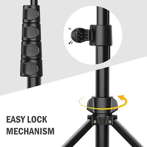 Liphisy 64” Tripod for Cell Phone & Camera, Phone Tripod with Remote and Phone Holder, Sturdy & Stable Height Adjustable Multi-Angle Shot Selfie Stick Tripod for Video Recording thumbnail 5