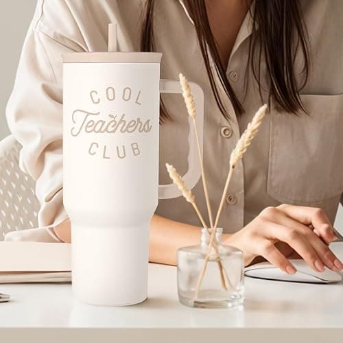 Teacher Appreciation Gift for Women – Stainless Steel Insulated Tumbler with Handle - Teachers Travel Coffee Mug Cup for Women Back to School Birthday Christmas, 40oz thumbnail 8