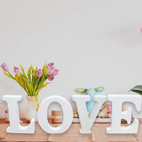 AOCEAN 6 Inch White Wood Letters - Unfinished Wood Letters for Wall Christmas Decor Standing Letters Slices Sign Board Decoration for Xmas Home Party Projects (A) thumbnail 6