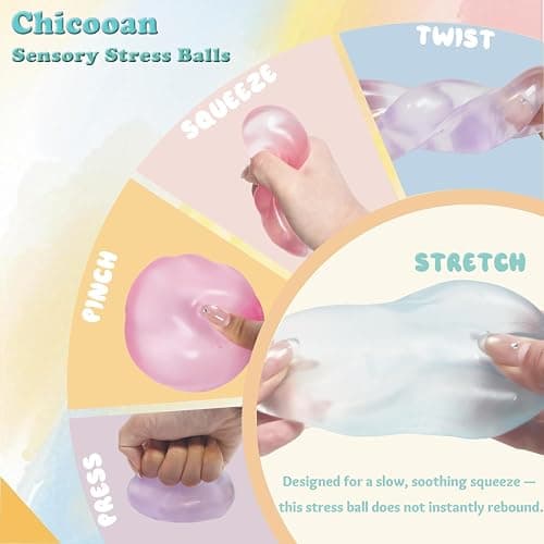 Chicooan 3Pcs Coconut Oil Squishy Stress Balls 2.36in Large Moldable Squeeze Balls Sensory Fidget Toy for Anxiety Relief Party Favors Gifts thumbnail 3