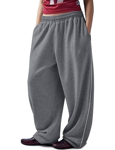 HeSaYep Women's Wide Leg Sweatpants Y2k Interior Drawstring Baggy Joggers Dancer Pants Streetwear with Pockets - Image 1