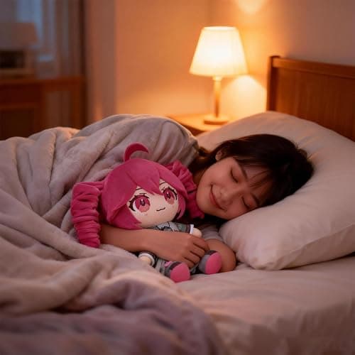 hotekous 8 Inch Red 3D Drill Twin Tail Ponytail Collectible Anime Character Plush Collectible Pink-Green Costume Cute Pillow thumbnail 2