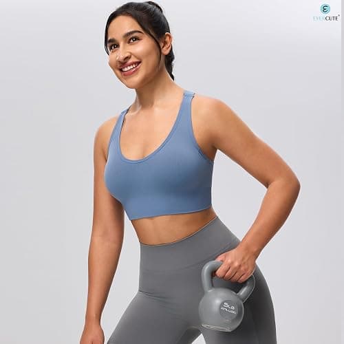Evercute Sports Bra for Women Padded Medium Support Criss Cross Strappy Bras Seamless High Impact Yoga Exercise Athletic Bras thumbnail 5