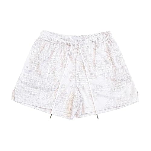 BOOMLEMON Mens Paisley Shorts Mesh Graphic Print Retro Casual Shorts Athletic Gym Basketball Running Short Pants - Image 1
