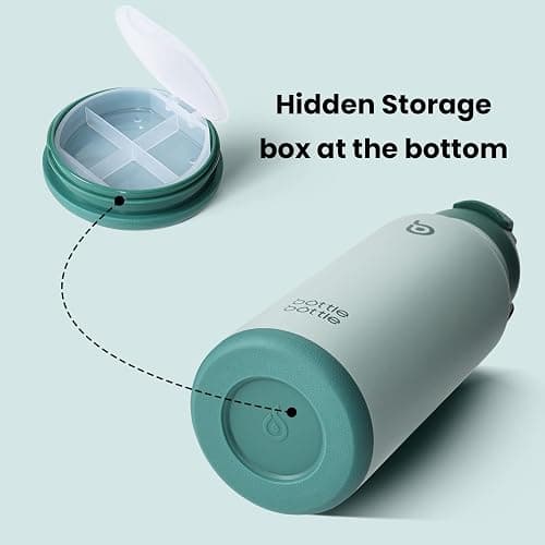 BOTTLE BOTTLE Insulated Water Bottle 950ml(32oz) Stainless Steel Sports Water Bottles with Straw Dual-use Lid Drink Flask Design for Gym with Pill Box (Green) thumbnail 4