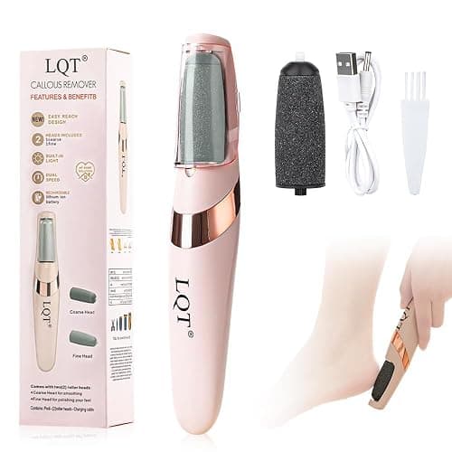 LQT® Electric Foot File – Rechargeable Callus Remover for Hard, Cracked Skin – at-Home Pedicure Kit for Smooth Feet (Men & Women) (Pink) - Image 1