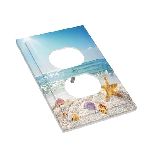 Nijuodnijir Outlet Covers Summer Beach Colorful Seashell Starfish 1 Gang Duplex Light Switch Cover Decorative Switch Plates Electrical Receptacle Faceplate Wall Plate For Kids Room Nursery Decor thumbnail 4