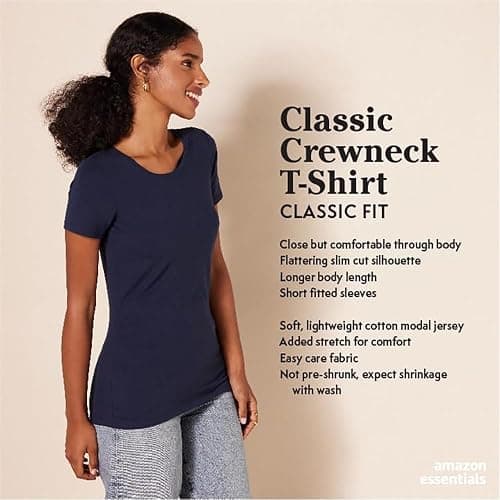 Amazon Essentials Women's Regular-Fit Short-Sleeve T-Shirt (Crewneck and V-Neck Options), Multipacks thumbnail 2