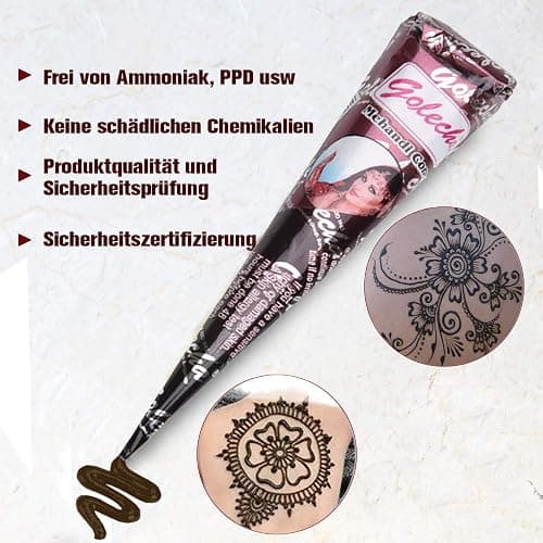 Golecha 100 % natürliche Hennapaste, Kegel (Rotbraun), 4er-Pack (je 25 g) thumbnail 2