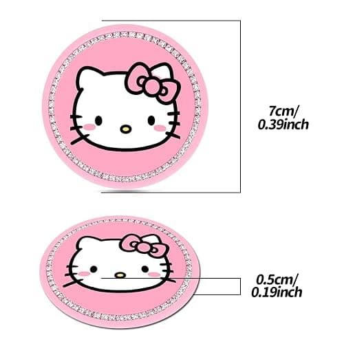 2PCS Cute Kitty Cup Holder Coasters, Black Silicone Anti-Slip Car Coasters,Car Cup Pads,Universal 2.75 Inch thumbnail 6