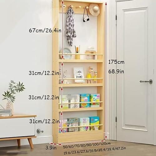 Eqvexd Narrow Storage Rack Behind The Door 3-4Tier,Behind The Door Storage Organizer Books,Space-Saving Wall Mount Narrow Bookshelf for Bedroom,Living Room,Home,Office,Behind Doo thumbnail 2