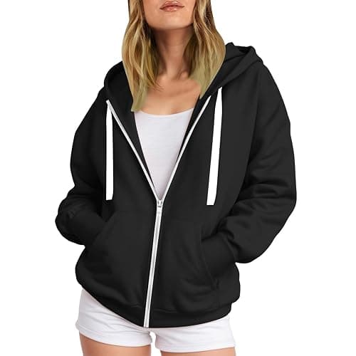 Zip Up Hoodie Women Oversized Sweatshirts 2025 Fall Winter Fashion Long Sleeve Casual Lightweight Y2K Hooded Jacket thumbnail 4