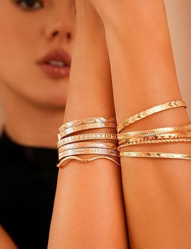 KISS WIFE 11 Pcs Gold Bangles for Women, Adjustable Bangle Bracelets, Multi Layer Open Stackable Cuff Bracelet Set, Fashion Accessories Jewelry Gifts for Women thumbnail 6