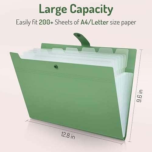 Forvencer Expanding File Folder with 8 Pocket, Letter Size Accordion File Organizer, Portable Folders for Documents, Cute Paper Organizer, Filling Products for School Office Supplies, A4 Size, Purple thumbnail 3
