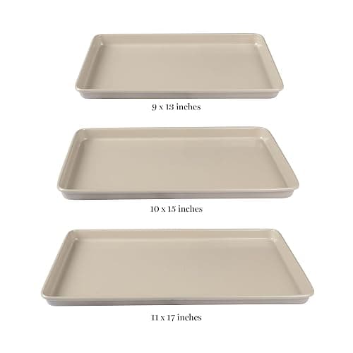Martha Stewart Gallen 3-Piece Cookie Sheet Set – 13", 15", 17" Baking Pans, Ceramic Nonstick, PFA-Free, Carbon Steel – Oven Safe to 450°F, Warp-Resistant, Easy to Clean - Taupe thumbnail 4