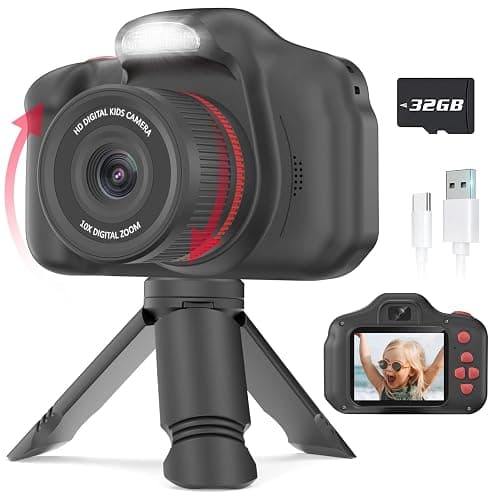 Seckton Upgrade Kids Selfie Camera, Christmas Birthday Gifts for Boys Girls Age 3-12, Children Digital Video Cameras with Flash, 2.4" Screen Portable Camera Toy 4 5 6 7 8 9 Year Old Boys Girls-Black - Image 1