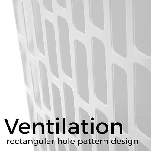 Large Plastic Laundry Hamper, White, Slim Rectangular, Ventilated, 63 Liter, Reinforced Handles, Clothes Basket for Bathroom, Dorm, and Closet thumbnail 5
