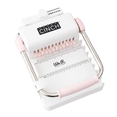 We R Memory Keepers, Cinch Book Binding Machine 2, Pink/White, Easy to Use Design with Slide Ruler, Compatible with Wire or Spiral Coils, Make Professional Books, Notebooks, Calendars and More - Pink, Square Holes - Image 1