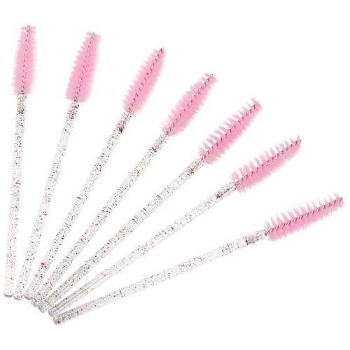 BTYMS 100 Pieces Crystal Eyelash Mascara Brushes Spoolie Brush Lash Wands Applicator Disposable Eyebrow - Light Pink thumbnail 3