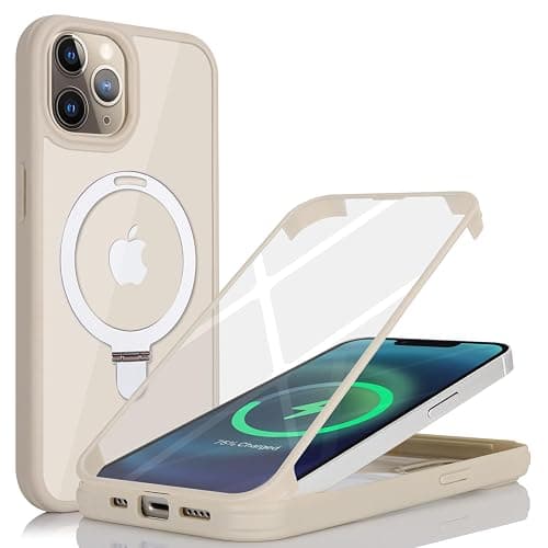 Cavor for iPhone 11 Pro Max Case with Screen Protector,Compatible with Magsafe and Stand, Phone Case for iPhone 11 Pro Max Case Built in Screen Protector,Shockproof Protective Cover-Beige thumbnail 3