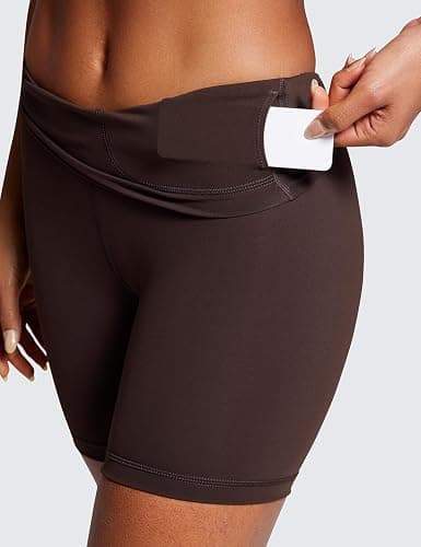 CRZ YOGA Women's Naked Feeling Biker Shorts - 6 Inches High Waist Yoga Workout Running Gym Spandex thumbnail 4