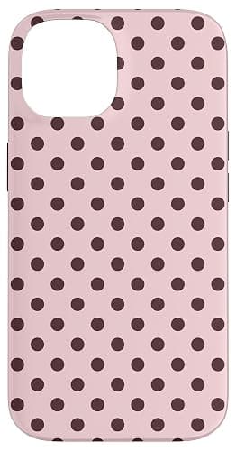 Pink and Brown Polka Dot Aesthetic Cute Large Polkadot Case for iPhone 14 - Image 1