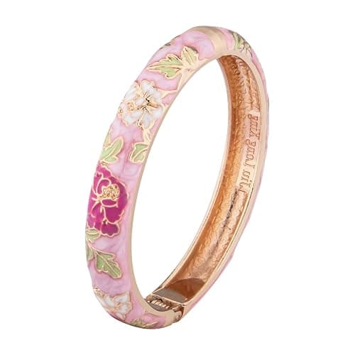 UJOY Bangles 5 Pcs Enamel Jewelry Set Rose Flower Engraved Cloisonne Bracelets Pack in a Box 5PCS thumbnail 5
