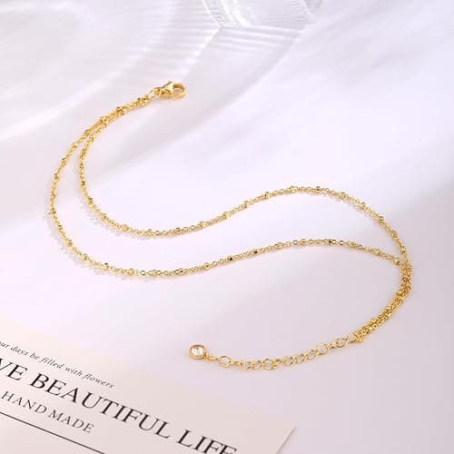 MIDEEO Gold/Silver Ankle Bracelets for Women,14K Gold Anklets for Women Waterproof Cuban Link Heart Beads Herringbone Rhinestone Anklets Set Layered Anklet Bracelets for Women Gold Jewelry Gift thumbnail 6