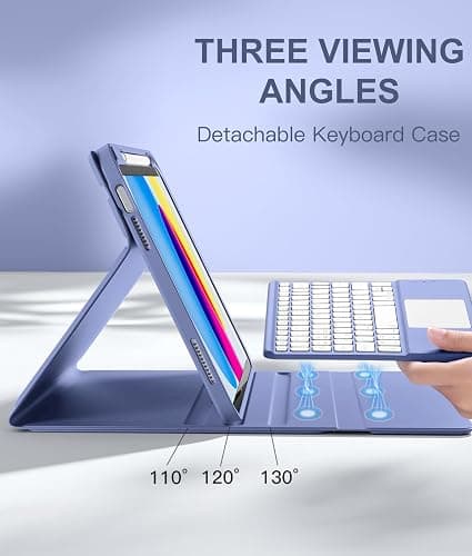 Harvopu Compatible for iPad 11th 10th Generation Case with Keyboard, Folio Cover with Pencil Holder, Multi-Touch Trackpad, 7 Color Backlit, Detachable Keyboard for iPad (A16) 11th/10th Gen (Blue) thumbnail 4