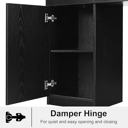 4ever2buy Barber Station for Hair Stylist, Salon Wall Station with Barber Cabinet, Hair Stations Equipment Hair Dryer Holder, Drawers, Wall Mount Barber Beauty Station, Mirror not Included, Black thumbnail 6