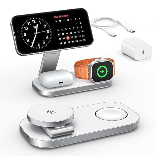 3-in-1 Charging Station for Apple Device, Qi2 25W Certified Magnetic Wireless Fast Charger Stand Compatible with MagSafe for iPhone 18/17/16/15/14/13/12/Air/Duo Series, Apple Watch & AirPods - Image 1